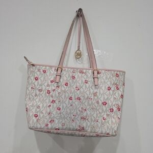 Michael Kors Pink Floral Logo Tote Bag